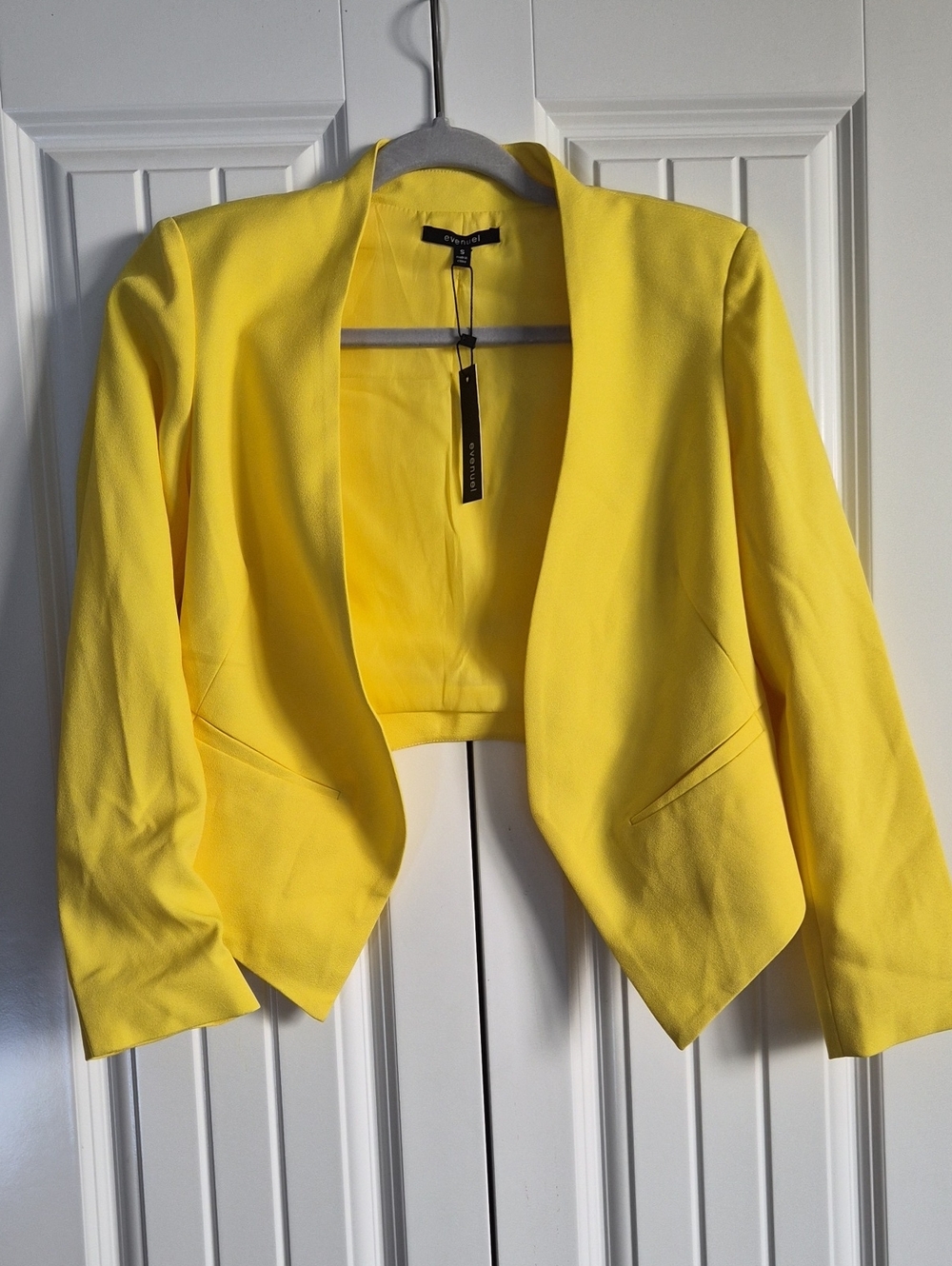 Yellow Cropped Open-Front Blazer